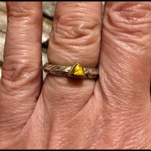 Etched silver tiger eye ring